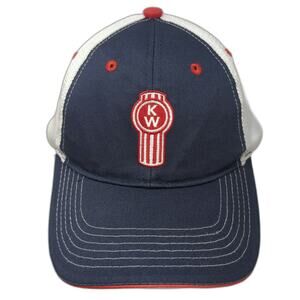 Kenworth Baseball Cap Blue White Red One Size Mesh Back Logo Strapback Truck Hat